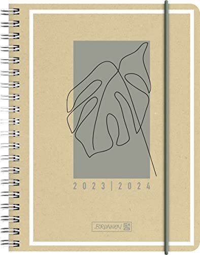 Brunnen 1071875024 Wochenkalender Schülerkalender 2023/2024 "Jungle Leaf" 2 Seiten = 1 Woche Blattgröße 12 x 16 cm A6 Hardcover-Einband mit Kraftpapierüberzug