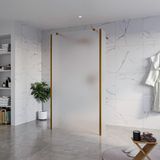 FortiFura Galeria Vrijstaande Inloopdouche - 110x200cm - Mat Glas - Antikalk - 8mm Veiligheidsglas - Geborsteld Koper