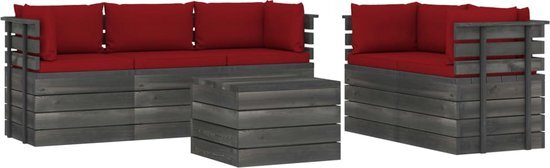 vidaXL 6-delige loungeset met kussens pallet massief grenenhout