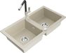 Mexen Mario évier en granit avec 2 cuves et robinet de cuisine Flora, beige