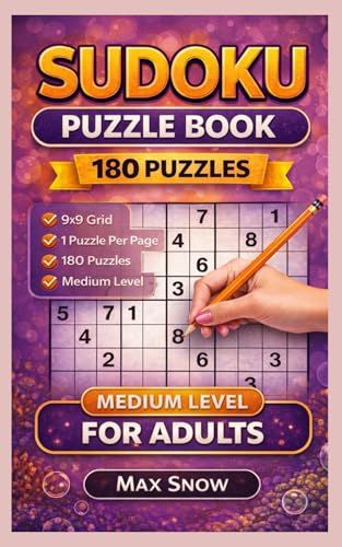 Smart Challenge Sudoku for Adults – Medium Edition (Pocket Size): 180 Engaging 9×9 Puzzles • 1 Puzzle Per Page • Handy 5×8 Travel Format