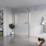 Fortifura Galeria Vrijstaande Inloopdouche - 110x200cm - helder geribbeld - antikalk - 8mm veiligheidsglas - 2 zijwanden - 30cm - wandsteunen en hoekprofielen - PVD - geborsteld gunmetal (antraciet)