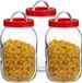 Vivalto Voedsel weck/opslag container/voorraadpot - 3x - glas - 2 liter - schroefdop - transparant - 12 x 21 cm