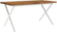vidaXL Table de salle à manger avec bord live 160 x 90 x 75 cm Bois Naturel et blanc