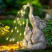 Figurine d'éléphant - Statue d'éléphant de jardin - Solaire - Avec globe en verre - Extérieur, terrasse et balcon