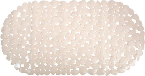 MSV Badmat met Zuignappen – Antislip Badmat met Kiezelsteeneffect voor Bad en Douche – Veilige Badmatten voor het Hele Gezin – Beige – 39 x 99 cm