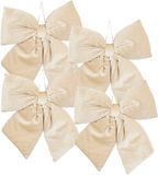 Mica Decorations Kerst strik ornament - 4x - creme - 30 x 34 cm - polyester velvet