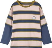 Vertbaudet Gestreept T-shirt met dubbellook middenblauw
