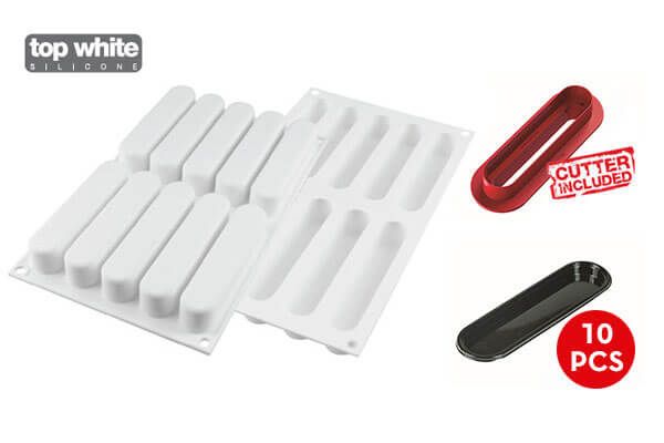 Silikomart Professional Fashion Éclair 13 cm silicone wit 12-delig