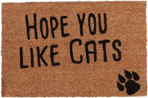 Relaxdays Deurmat Spreuk Dog Cat - 40 x 60 cm - Kokosvezels - Schoonloopmat - Antislip Kat