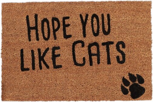 Relaxdays Deurmat Spreuk Dog Cat - 40 x 60 cm - Kokosvezels - Schoonloopmat - Antislip Kat
