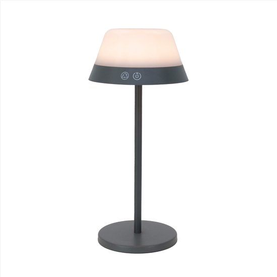 EGLO Meggiano Tafellamp - Aanraakdimmer - Draadloos - 32 cm - Grijs/Wit