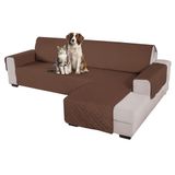 Comart Majestic Bankovertrek, gewatteerd, voor hoekbank, schiereiland en armleuningen, met chaise longue, omkeerbaar, machinewasbaar, krasbestendig, bruin, 3-zits