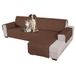 Comart Majestic Bankovertrek, gewatteerd, voor hoekbank, schiereiland en armleuningen, met chaise longue, omkeerbaar, machinewasbaar, krasbestendig, bruin, 3-zits