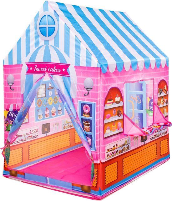 Thim Toys Speeltent Taartenwinkel - Roze/Blauw/Wit - 93x69x103 cm - 0+ jaar