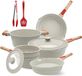 Set de casseroles 10 pièces - Revêtement antiadhésif - Aluminium - Blanc