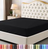 Utopia Bedding Hoeslaken voor tweepersoonsbed, onderlaken, ruime hoekhoogte, zachte microvezel, krimp- en kleurvast, onderhoudsvriendelijk, enkel 1 hoeslaken (zwart)