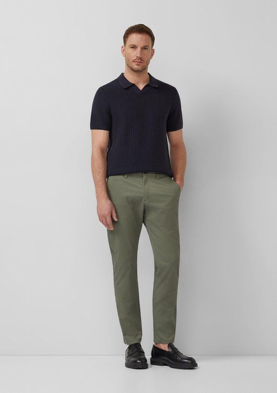 s.Oliver BLACK LABEL s.Oliver Broek Olijfgroen Katoen Elastaan Regular Fit Heren Maat 50