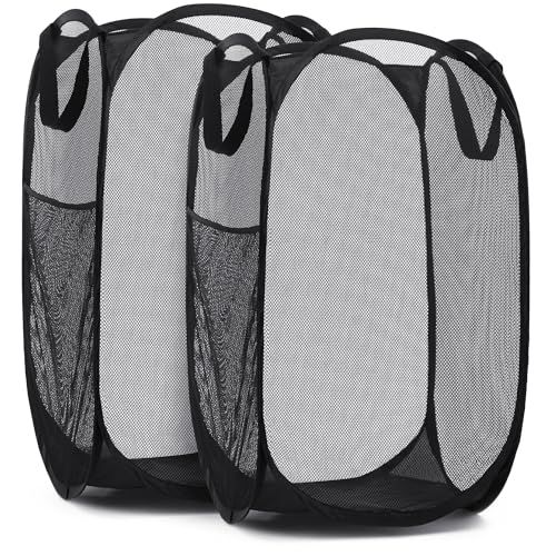 Handy Laundry Mesh Popup Laundry Hamper - Portable, Durable Handles, Collapsible for Storage and Easy to Open.