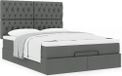 Prolenta Maison Exclusive - Ottoman bedframe met matras, donkergrijs, 140x200 cm, textiel