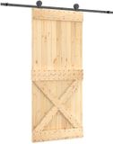 vidaXL Schuifdeur 90 x 210 cm Massief Pine Hout (Onbehandeld)