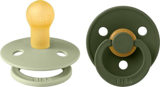 BiBS Colour Pacifier - Stage 1 - 0-6 Months - 2 Pack - Sage/Hunter Green