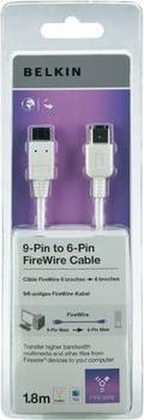 Belkin F3N404CP1.8M Firewire 800 9pin/9pin Kabel - 1.8m - Wit