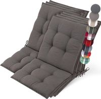 Beautissu Sun-NL Set van 7 Premium Lage Rugleuning Kussen 100x50 cm - UV-bestendig & 8cm Dik Kussen Tuinstoelkussen Antislip Bevestigingsbanden Stevige Stof Taupe
