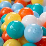 KiddyMoon Plastic Ballen Voor Kinderen Ø 6Cm Kleurig Gecertificeerd, Wit-Geel-Oranje-Babyblue-Turkoois, 1200 Ballen/6Cm