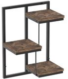 Relaxdays Wandrek - met 3 planken - industrieel - zwart-bruin