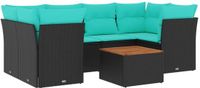 vidaXL - 7-delige Loungeset met kussens - Poly Rattan - Zwart