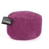 Lumaland Zitzak poef van corduroy | Compacte 50L gaming poef met 3-in-1-functie: comfortabele kruk, handig tafeltje en stijlvolle voetenbank voor binnenshuis | Ø 25 x 45 cm - Wijnrood