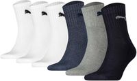PUMA Sokken Set van 6 Wit/Blauw/Grijs Schoenmaat 43-46 Katoen/Polyester/Polyamide Unisex Volwassenen