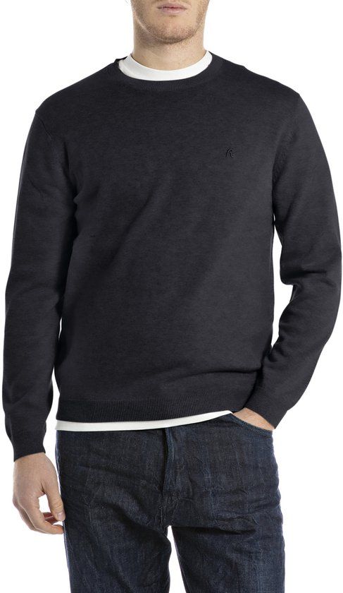 Replay Katoenen trui met blauw borduursel r