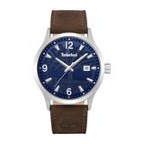 Timberland ILG of Switzerland AG Datum horloge Trumbull Mannen Polshorloge Leer Bruin Donkerblauw Staal 45 mm