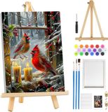 Noël Hiver Peinture Numéro Enfant Adulte avec Cadre, Noël Cerf Peinture par Numéro Adulte avec Chevalet, Kits d'Art DIY par Numéro