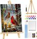 Noël Hiver Peinture Numéro Enfant Adulte avec Cadre, Noël Cerf Peinture par Numéro Adulte avec Chevalet, Kits d'Art DIY par Numéro