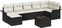 vidaXL Tuinbank Set 7-zits Zwart Polyrattan