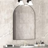 Merkloos Wandspiegel - 50 x 75 cm - Zwart - Gewelfde badkamerspiegel - Grote make-upspiegel met metalen frame