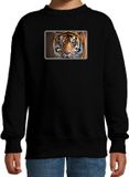 Bellatio Decorations Shoppartners Bv Dieren sweater met tijgers foto - zwart - voor kinderen - natuur / tijger cadeau trui - sweat shirt / kleding 134/146