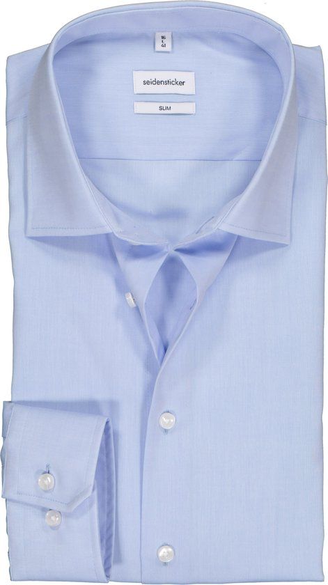 Seidensticker Slim Fit Overhemd - Lichtblauw - Maat 45