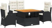 vidaXL 4-delige tuinset met kussens, zwart, polyrotan
