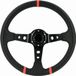 AutoStyle Universeel Sportstuur 'Deep-Dish' - Ø350mm - Zwart PU-Leder + Zwarte Spaken + Rode Strepen