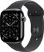 Apple Watch Series 11, GPS + cellulaire, 42mm, boîtier en titane, couleur : ardoise, bracelet de sport noir, taille S/M
