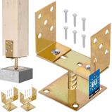 KOTARBAU® 2 st Paalhouder, Paalvoet, Verzinkt Staal, 0-160 mm, Goud
