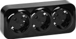 Orno - Prise murale triple en saillie - Schuko - Noir - IP20