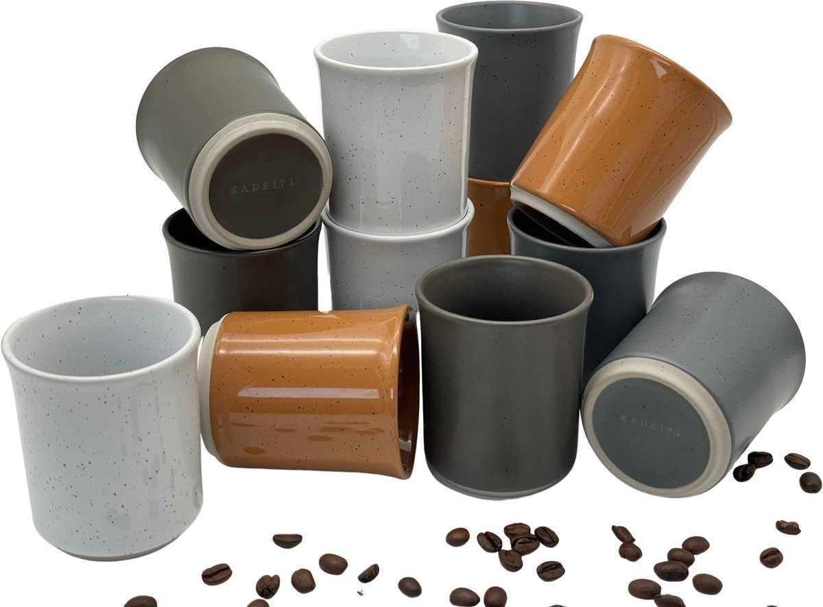 Kade171 Koffiekopjes - koffiemok - koffiebeker - set van 12 kopjes - 150ML - keramiek - hip en trendy