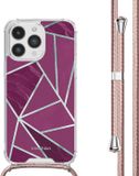 iMoshion Hoesje iPhone 14 Pro - Bordeaux Graphic - Back Cover met Koord