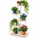 Merkloos Relaxdays Plantenstandaard binnen - 107x58x58 cm - natuur-wit