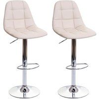 HWC Set van 2 barkrukken HWC-A67, barkruk counterkruk, MVG-gecertificeerd ~ crème-beige, kunstleer